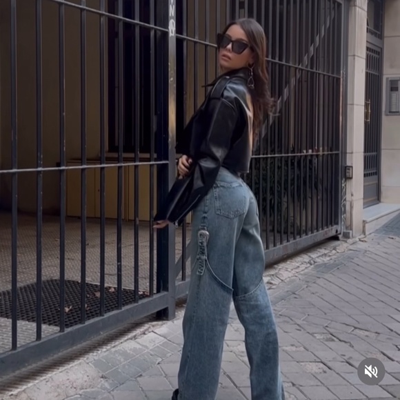 Zara TRF WIDE LEG BUCKLE JEANS - Picture 11 of 16